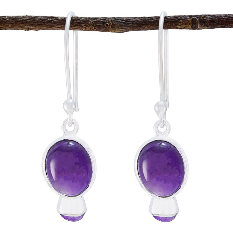 very nice jewelry greatest 925 Silver Purple Amethyst Natural Gemstone Earring Natural Gemstone Cabochon Amethyst Earring