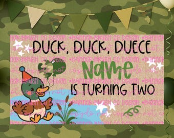 Duck duck deuce birthday Banner Template | Editable Canva Banner | 35x60 DIY Painted Sign |  2nd Birthday Theme | Digital Download