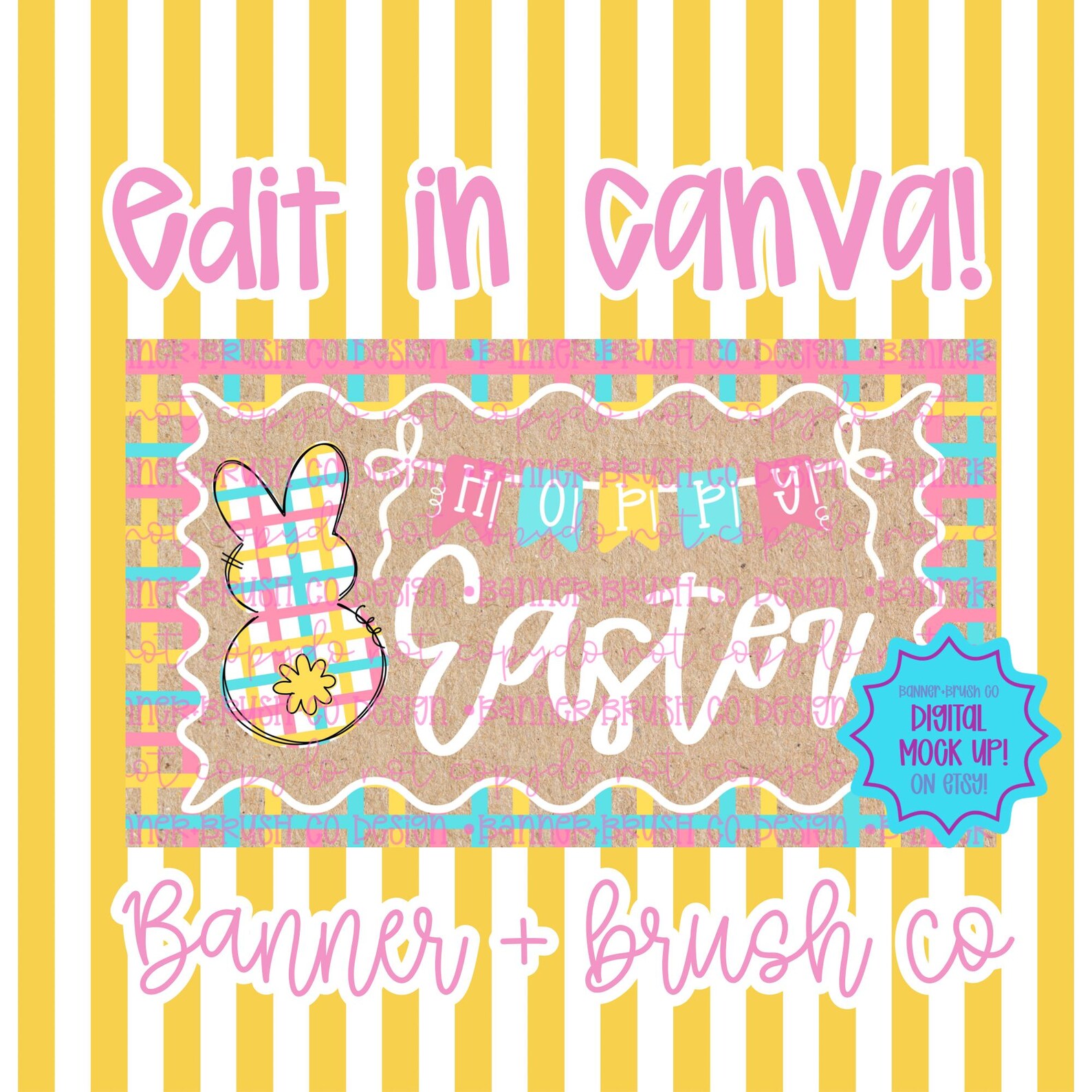 Hoppy Easter Pastel Banner Template | Editable Canva Banner | 35x60 DIY ...