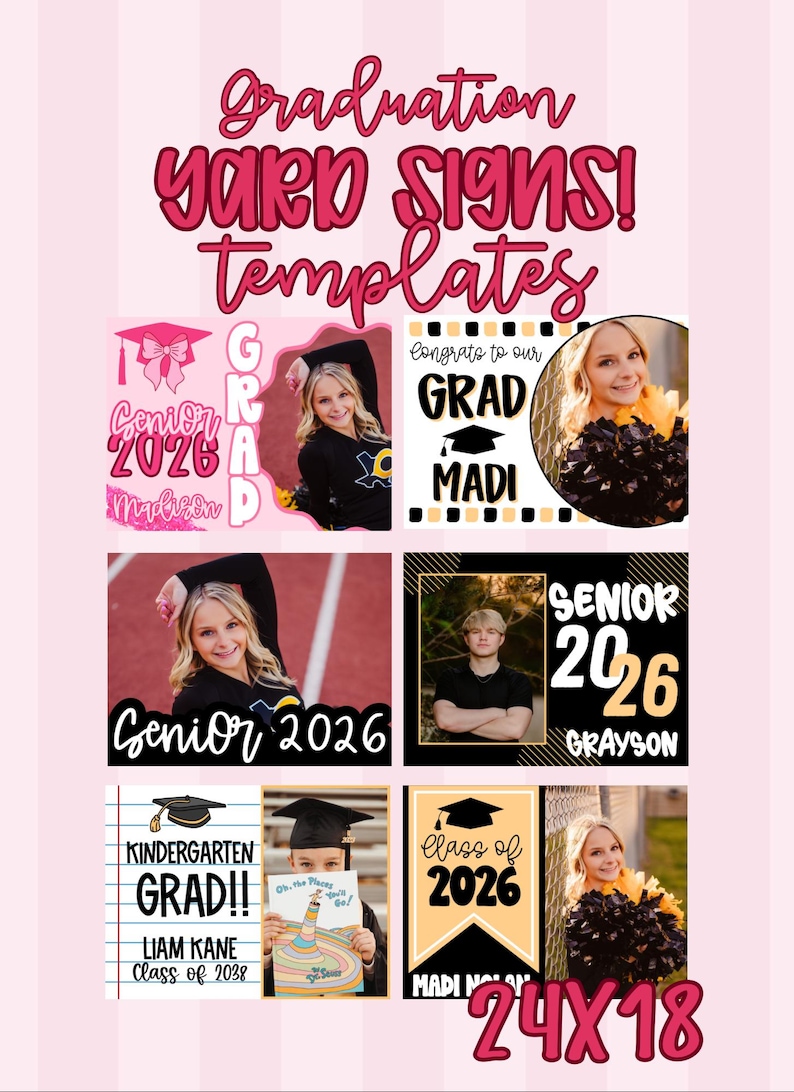 Graduation Yard Sign Template Bundle | Editable Canva Template | Class ...