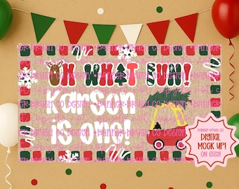 Oh What Fun! Birthday Banner Template | Editable Canva Banner | 35x60 DIY Painted Sign | first Birthday Theme | Digital Download | Christmas