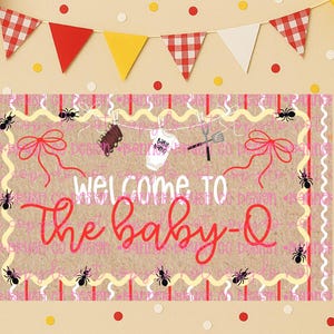 Baby-Q baby shower Banner Template | Editable Canva Banner | 35x60 DIY Painted Sign |  baby shower Theme  barbecue | Digital Download