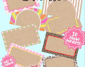 Paquete de 10 plantillas de borde de banner / Borde de banner editable de Canva / Letrero pintado DIY de 35 x 60 / Tema / Descarga digital