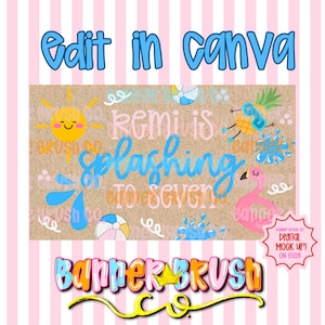 Splish Splash Pool Party Birthday Bash Banner Template / Banner Canva modificabile / Cartello dipinto fai da te 35x60 / Download digitale Festa estiva