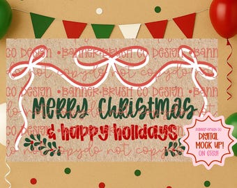Frohe Weihnachten Banner Vorlage Bundle | Bearbeitbares Canva Banner | 35x60 DIY Gemaltes Schild | traditioneller Urlaub Thema | Digitaler Download