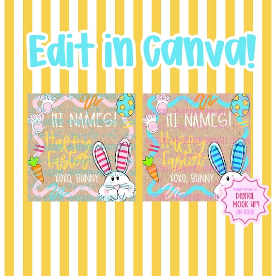 Easter Bunny Letter Happy Easter  Banner Template | Editable Canva Banner | 35x35 DIY Painted Sign |  Digital Download