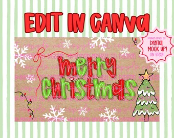 Frohe Weihnachten Banner Vorlage Bundle | Bearbeitbares Canva Banner | 35x60 DIY Gemaltes Schild | traditioneller Urlaub Thema | Digitaler Download