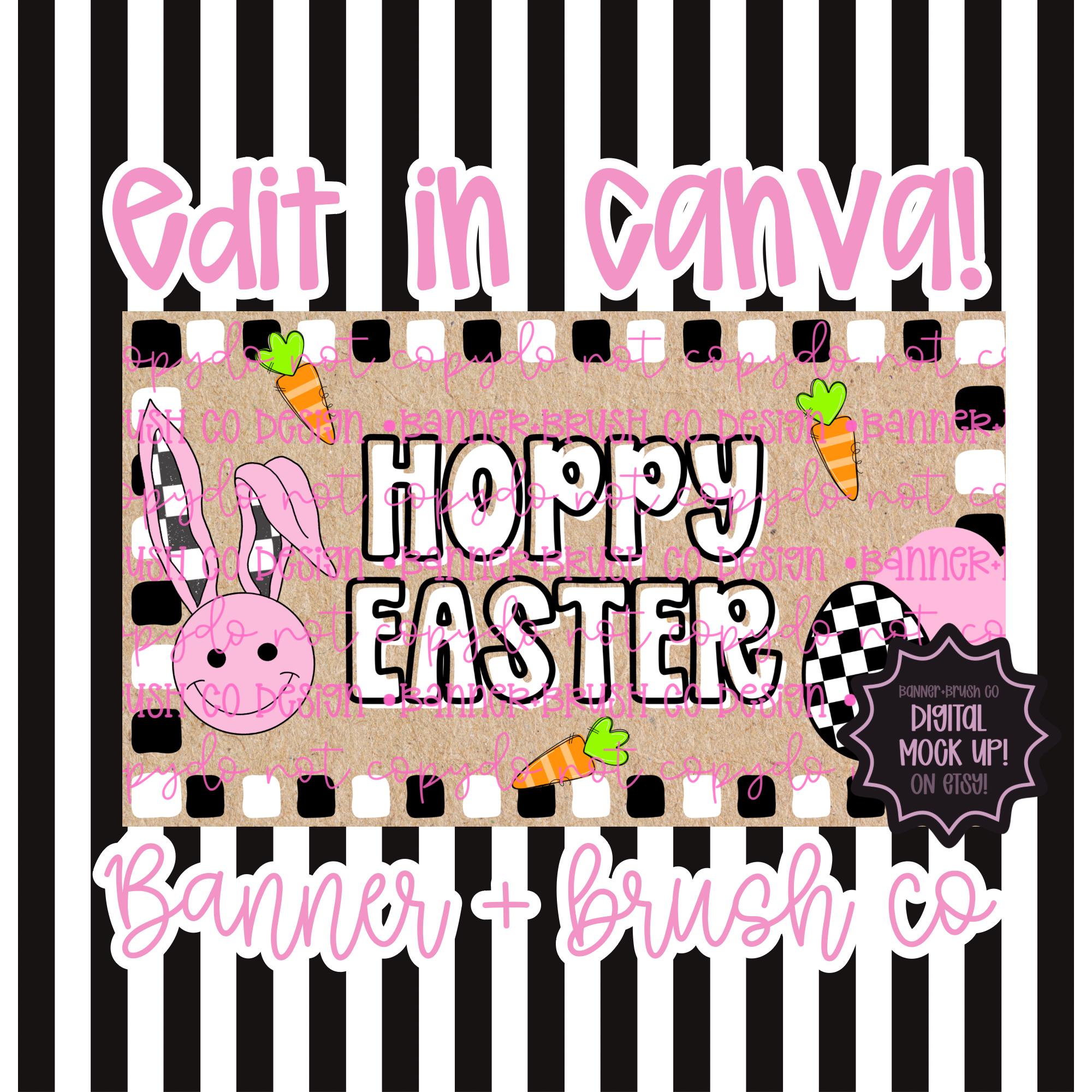 Hoppy Easter Girly Retro Edgy Checkered Print Banner Template ...
