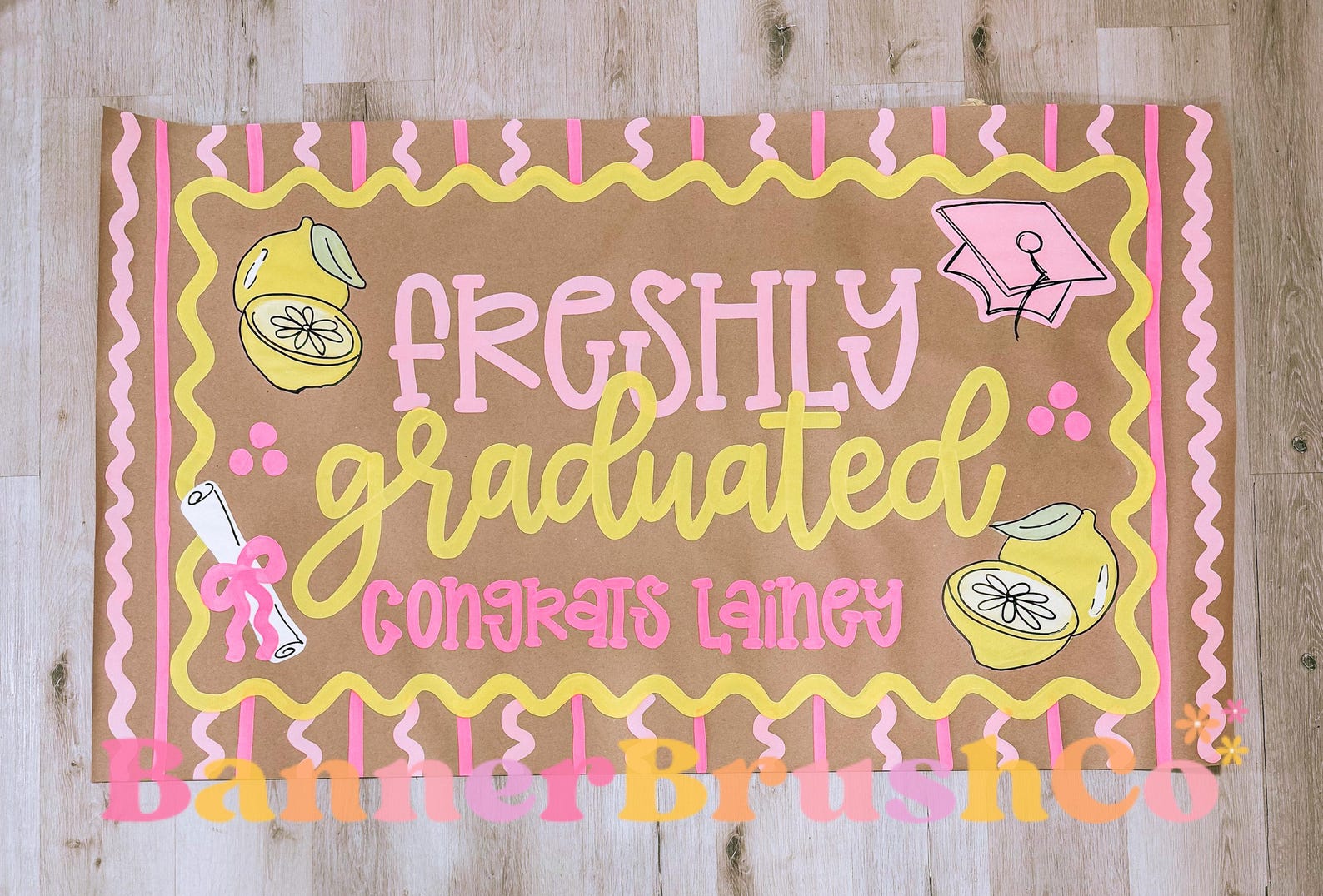 Grad Sign Banner Freshly Graduated Banner Template | Editable Canva Banner | 35x60 DIY ...