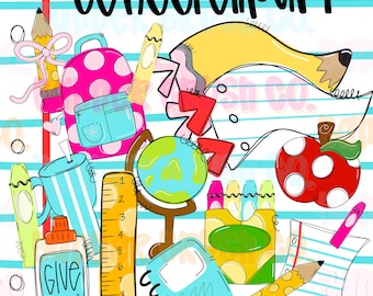 School Hand Drawn Clipart Bundle | Back To School PNGs | Classroom Graphics | Teacher Clipart | Commercial Use Available