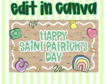 St.Patrick Day Banner Template | Editable Canva Banner | 35x60 DIY Painted Sign |  lucky theme | Digital Download