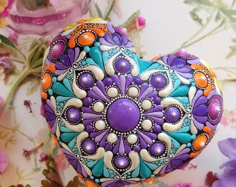 Wooden mandala heart "Purple heart"