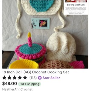 18 Inch Doll (AG) Crochet Cooking Set
