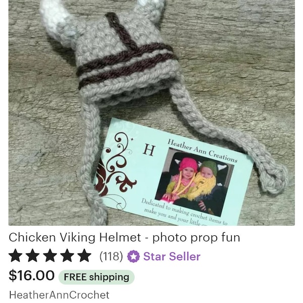 Chicken Viking Helmet - photo prop fun ~ I can ship within week of order - message me date needed by  *