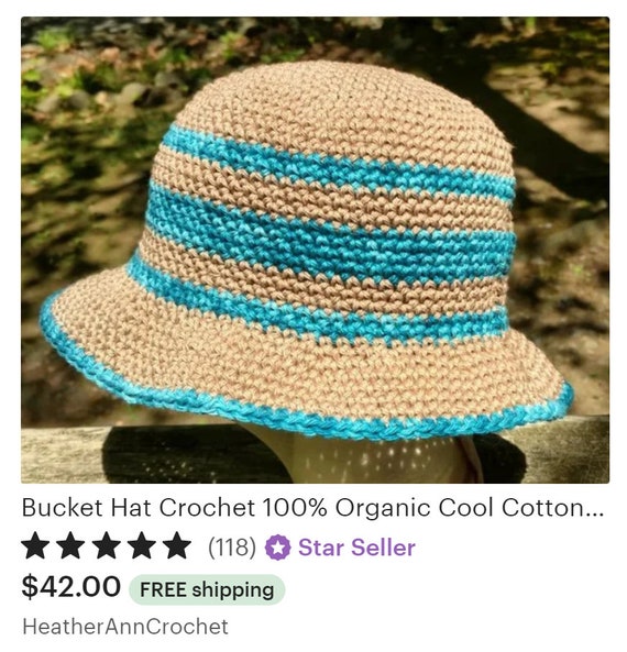Bucket Hat Crochet 100% Organic Cool Cotton ~ Different 