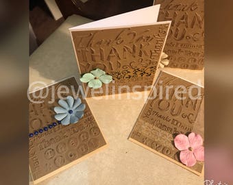 Embossed Thank You Cards - 6 Pc Set