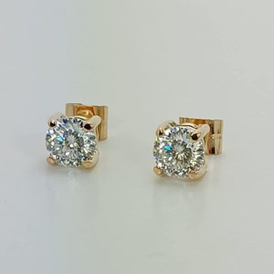 Gold Stud Earrings, 14k Gold Moissanite Stud Earrings, Moissanite Stud Earrings, Stud Earrings for Her, Solid Gold Stud Earrings for Gift