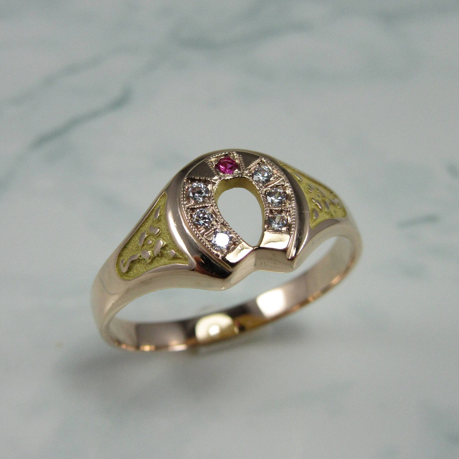 Horseshoe Ring Gold Horseshoe Ring 14K Good Luck Horseshoe Etsy