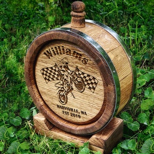 Motocross whiskey barrel. ATV Barrel. 1L Bourbon Barrel. gift for motocross lover
