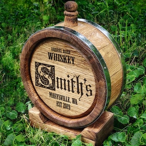 Unique Oak Whiskey Flask Personalized Barrel, Wood Whiskey Barrel 1L, The Best Gift For Whiskey Lovers