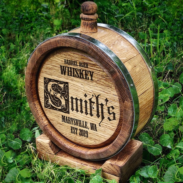 Unique Oak Whiskey Flask Personalized Barrel, Wood Whiskey Barrel 1L, The Best Gift For Whiskey Lovers