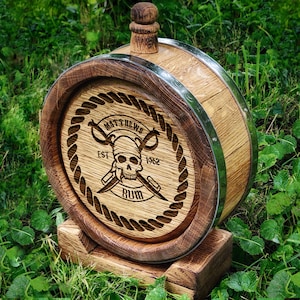 Oak Whiskey Barrel 1L, Personalized Whisky, Rum Barrel, Bourbon Barrel, Pirate engraving rum barrel,Husband Gift, Husband Rum lover Oak