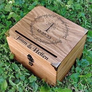 Caixa de cartão de casamento, caixa de cartão com trava e slot, caixa de cartão, caixa de madeira feita à mão personalizada, caixa de cartão de madeira, caixa de presente de casamento