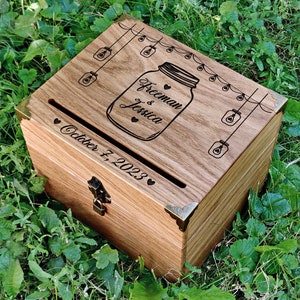 Caixa de cartão, pote de vidro, caixa de cartão de casamento personalizada, caixa de presente de casamento rústica, cofrinho de casamento