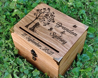 Wedding Card Box Family Tree - Personalized Card Box - Rustic wedding box- wooden box- Anniversary card box-Handmade card box