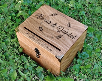 Rustic Card Box - Boho Card Box - Wooden Wedding Box - Wedding Keepsake Chest - Boho Wedding - Customized Card Box - wedding gift box