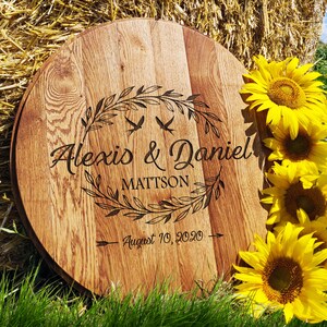 Rustic Wedding Guest Book Bourbon Head, Alternative Guest Book, Whiskey Barrel Lid Guest Book, Custom Engraved