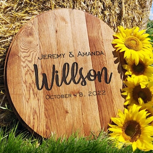 Wedding Guest Book Alternative, Whiskey Barrel Head for Wedding, Whiskey Barrel Guest Book, Personalized Bourbon Barrel Lid Guest Book
