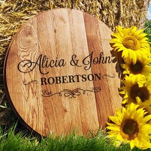 Wooden Alternative Guest Book 2025, Bourbon Whiskey Barrel Head Sign, Whiskey Barrel Lid Guest Book