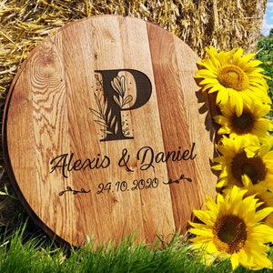Bourbon Barrel Head Guest Book, Whiskey Barrel Head Guest Book, Alternative Guest Book with Monogram Engraved