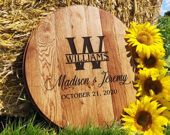 Tapa de barril de bourbon grabada con láser, letrero de cabeza de barril de bourbon, libro de visitas de cabeza de barril de whisky grabado