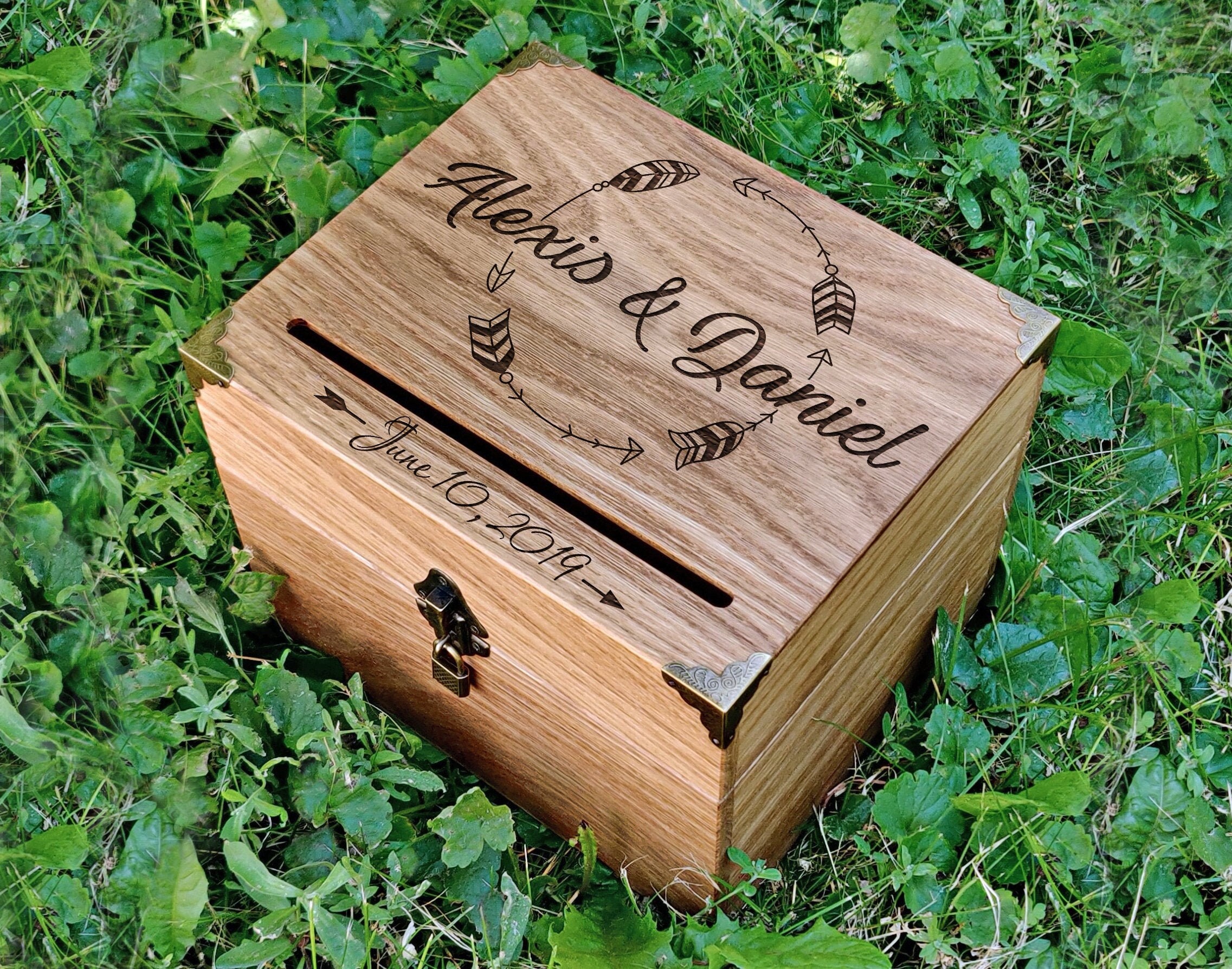 Rustic Card Box Boho Card Box Wooden Wedding Box Wedding Keepsake Chest Boho Wedding Customized Card Box wedding gift box