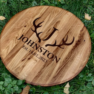 Deer Horns Guest Book Wedding - Guest book alternative - Baby shower guest book - Wood name sign - Wedding Guest Book - Bourbon Barrel Head