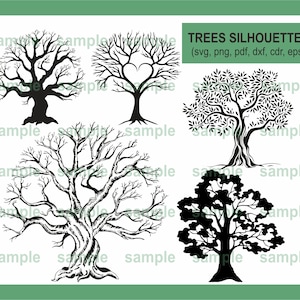 Alberi svg, Foresta svg, Quercia svg, Silhouette albero svg, Pacchetto albero svg, Clip art albero, Alberi stampabili, Clip art foresta png pdf cdr dxf