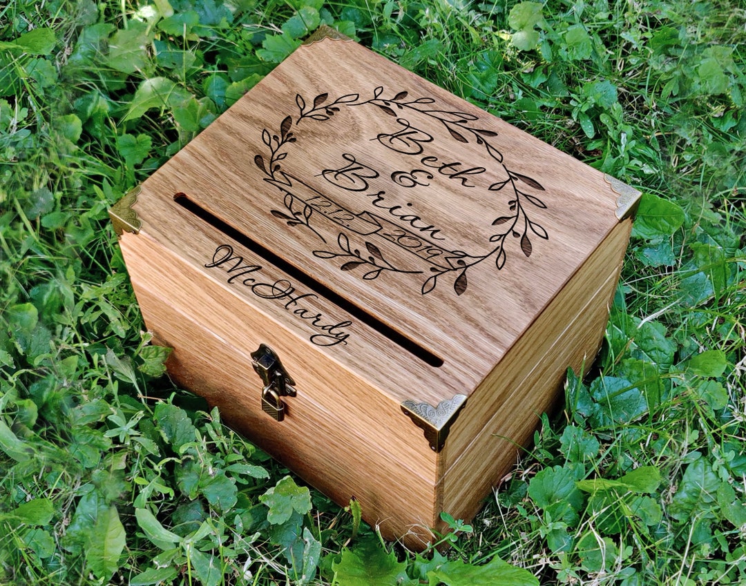 Rustic Card Box Wooden Card Box With Lock Keepsake Box Etsy