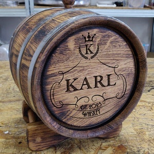 Personalized  Whiskey Barrel, Custom Engraved Oak Barrel, Gift For Retirement, Age Your Own Whiskey, Oak Barrel 1-10L, Your Engraving Design