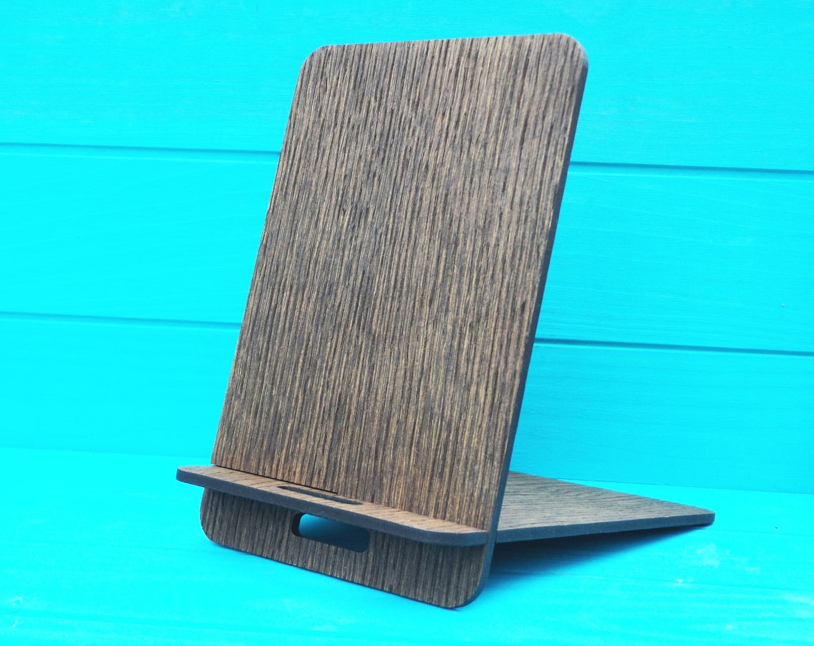 Phone stand engraved laser cut wood iphone wood Phone Etsy