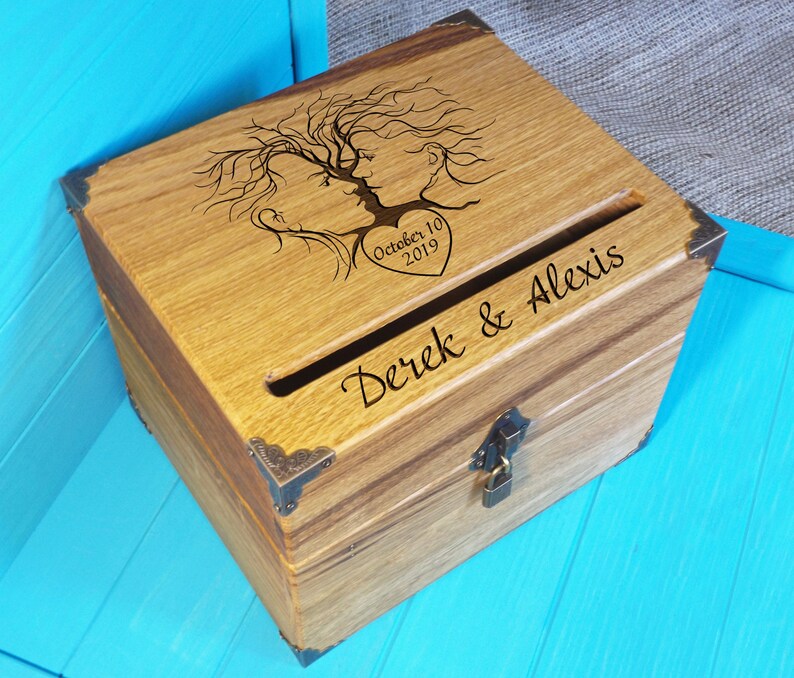 Rustic wedding card box wood card box with lock Rustic Cards Etsy