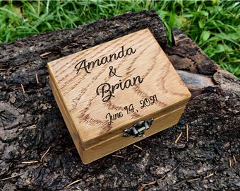 Wedding ring box with names. Wooden proposal ring box. Engagement Ring box. Wedding gift. Engagement Ring box.