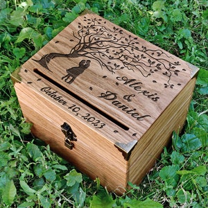 Hochzeitsbox für Karten / Kartenhalter für Hochzeit / Hochzeitsfeier Kartenbox / Kartenbox / Spardose mit Schloss/ Personalisierter Kartenhalter / rustikal