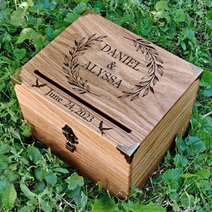 Caixa de cartão de casamento. Porta-cartões personalizado. Casamento Rústico De Madeira. Presente de noivado. Caixa de cartão 2023