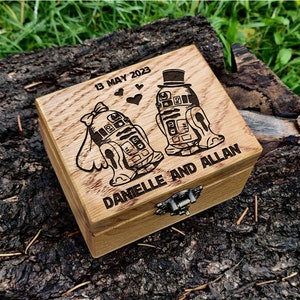 Wedding ring box. Proposal ring holder. Classic comic book ring box for you. Handmade box for you. Real oak box. Ecological tree.