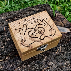 Custom Ring Box For Wedding Ceremony, Proposal Ring Box Wood, Ring Bearer Box With Initials Engraved