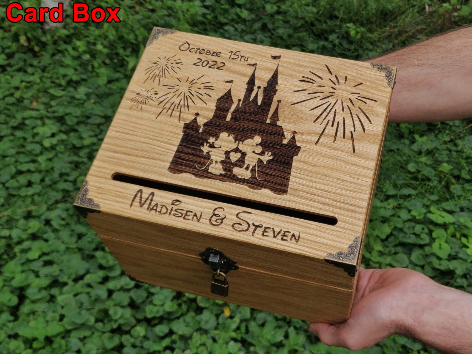 Wedding Card Box Wood Engraved Oak Card Box Wedding Card Box Etsy