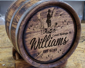 Personalized Hunter Hat Barrel, Wood barrel, Custom Whisky, oak barrel of 20 liter. Personalized Oak Whiskey Barrel
