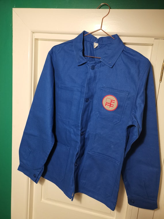 Blue Vintage 1950s French "bleu de travail" work j